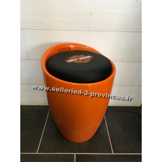 Tabouret Harley Davidson coffre orange